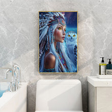 Load image into Gallery viewer, Diamond Painting - Full Round - Indian woman white owl (40*60CM)