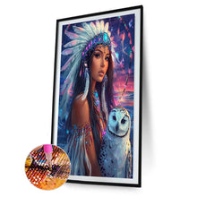 Load image into Gallery viewer, Diamond Painting - Full Round - Indian woman white owl (40*60CM)