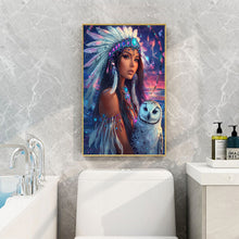 Load image into Gallery viewer, Diamond Painting - Full Round - Indian woman white owl (40*60CM)