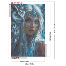 Load image into Gallery viewer, Diamond Painting - Full Round - Indian woman white owl (40*60CM)