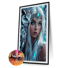 Load image into Gallery viewer, Diamond Painting - Full Round - Indian woman white owl (40*60CM)