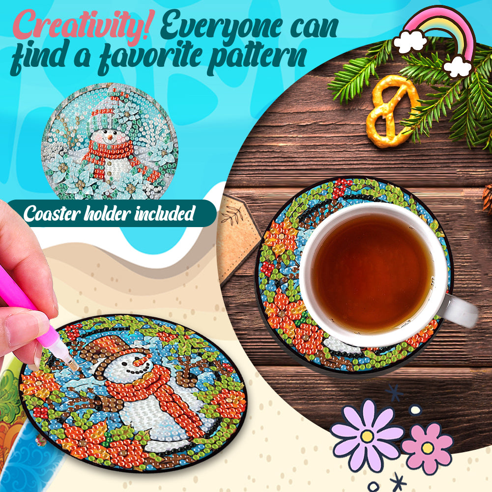 6Pcs Wooden Tree Of Life DIY Coaster Diamond Dot Kits Round Diamond Art Coasters