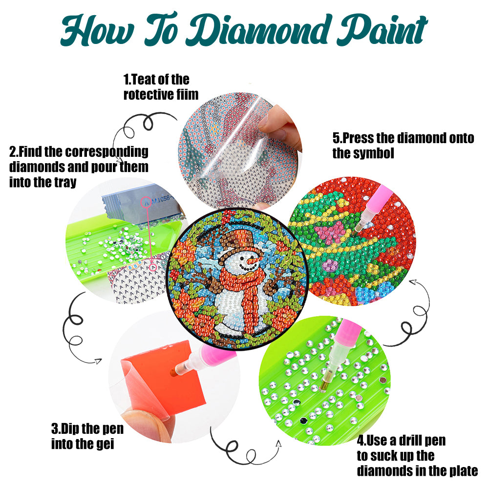 6Pcs Wooden Tree Of Life DIY Coaster Diamond Dot Kits Round Diamond Art Coasters