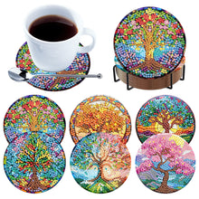 Load image into Gallery viewer, 6Pcs Wooden Tree Of Life DIY Coaster Diamond Dot Kits Round Diamond Art Coasters
