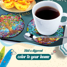 Load image into Gallery viewer, 6Pcs Wooden Tree Of Life DIY Coaster Diamond Dot Kits Round Diamond Art Coasters