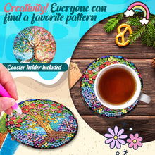 Load image into Gallery viewer, 6Pcs Wooden Tree Of Life DIY Coaster Diamond Dot Kits Round Diamond Art Coasters