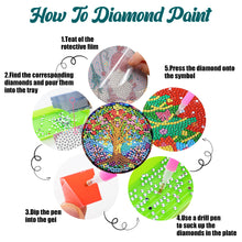 Load image into Gallery viewer, 6Pcs Wooden Tree Of Life DIY Coaster Diamond Dot Kits Round Diamond Art Coasters