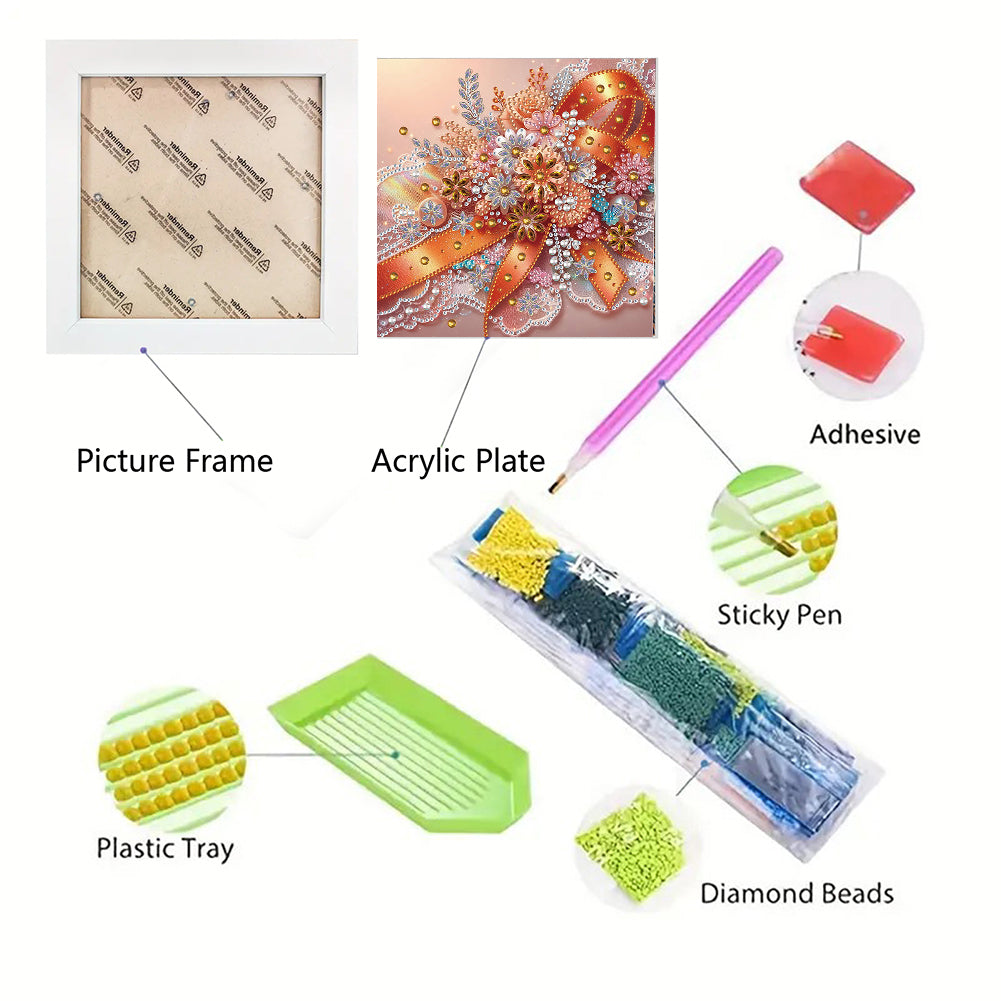 Diamond Painting - Partial Special Shaped - Orange Bow Tie (with frame) (2*19.2CM)