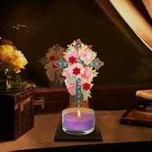 Load image into Gallery viewer, Flower Cross Diamond Painting Candle Holder Ornaments Aromatherapy Candle Holder