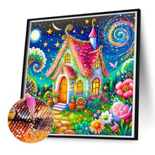 Load image into Gallery viewer, Diamond Painting - Full Round - House and flowers under the starry sky (55*55CM)
