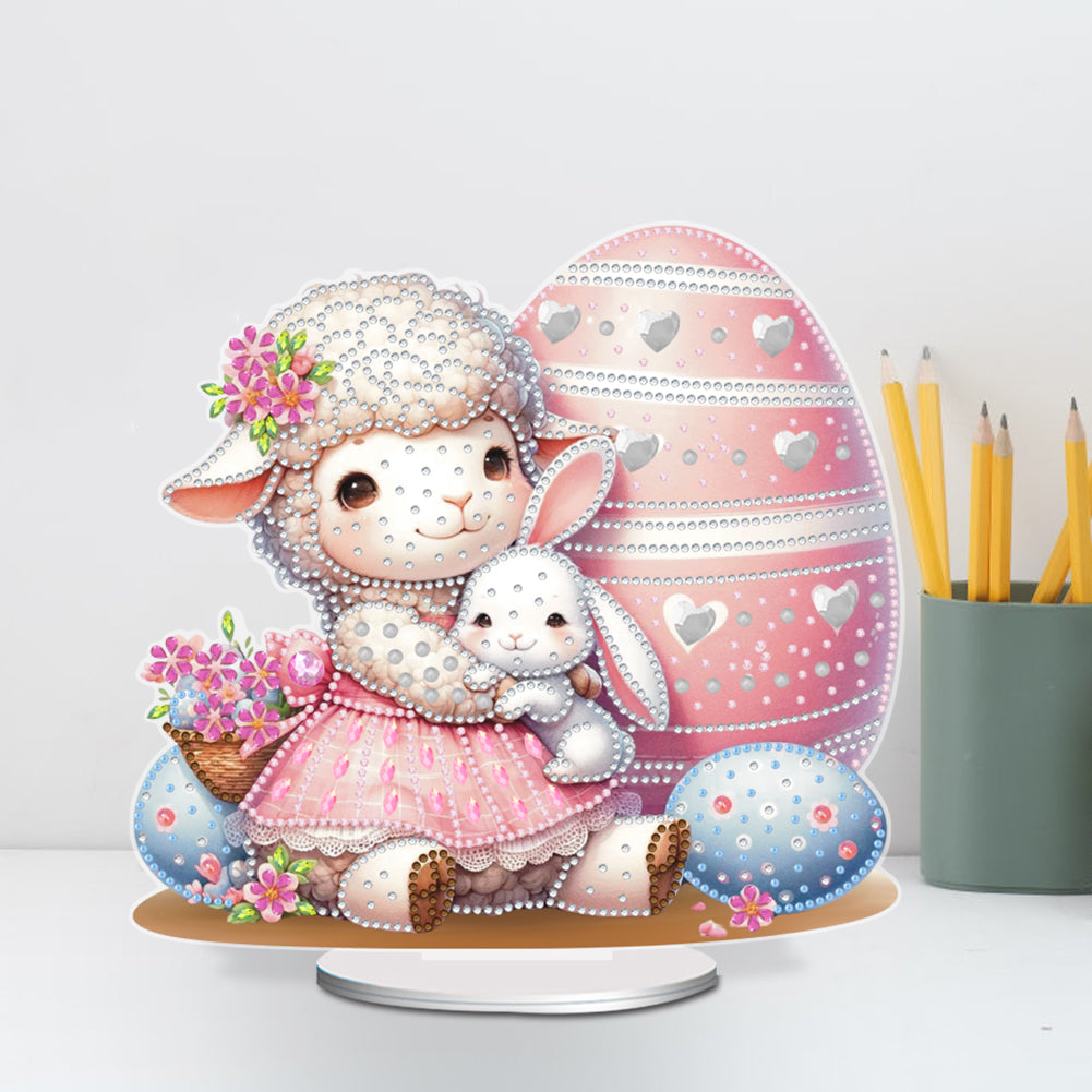 Acrylic Special Shape Easter Sheep Desktop Diamond Art Kits Bedroom Table Decor