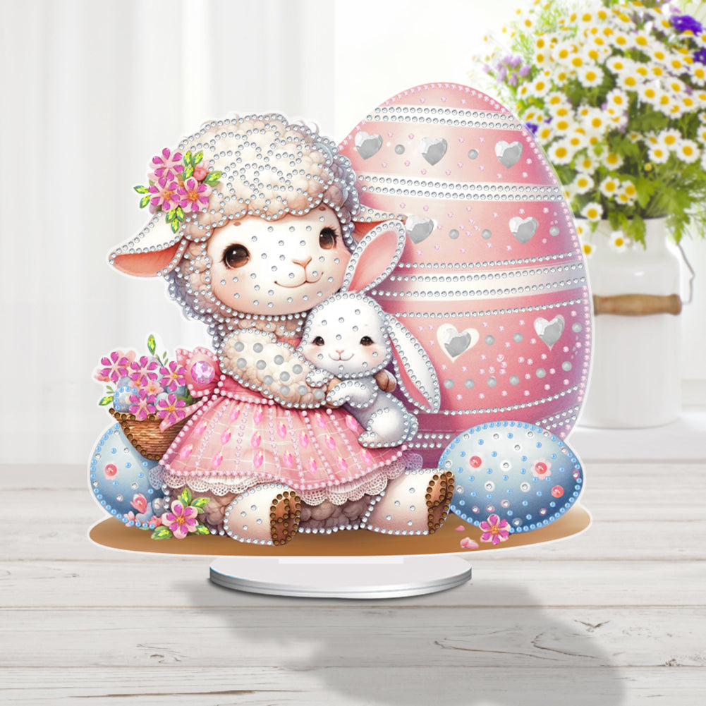 Acrylic Special Shape Easter Sheep Desktop Diamond Art Kits Bedroom Table Decor