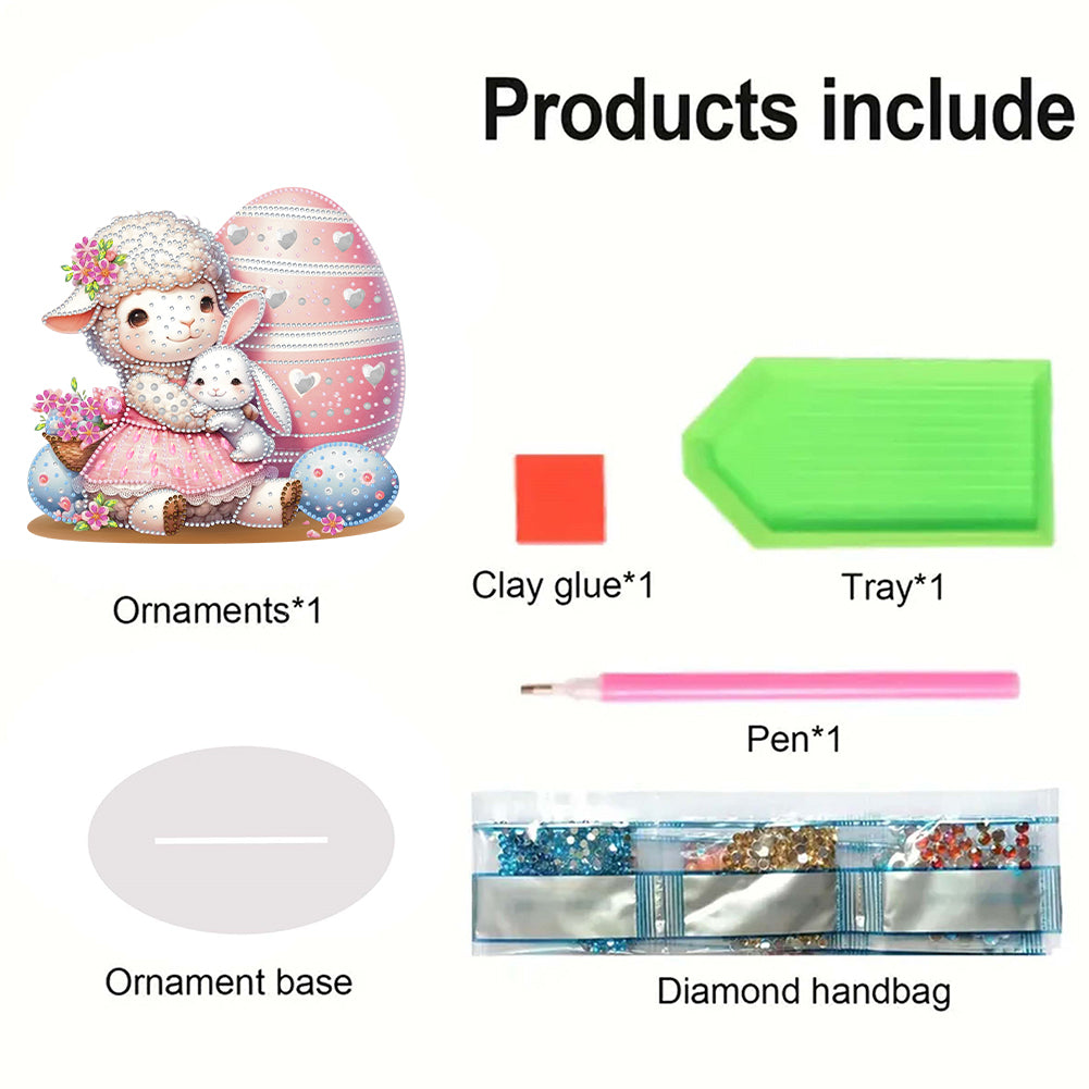 Acrylic Special Shape Easter Sheep Desktop Diamond Art Kits Bedroom Table Decor