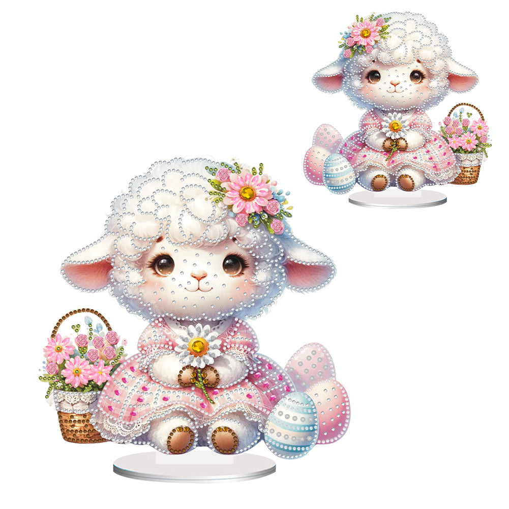 Acrylic Special Shape Easter Sheep Desktop Diamond Art Kits Bedroom Table Decor