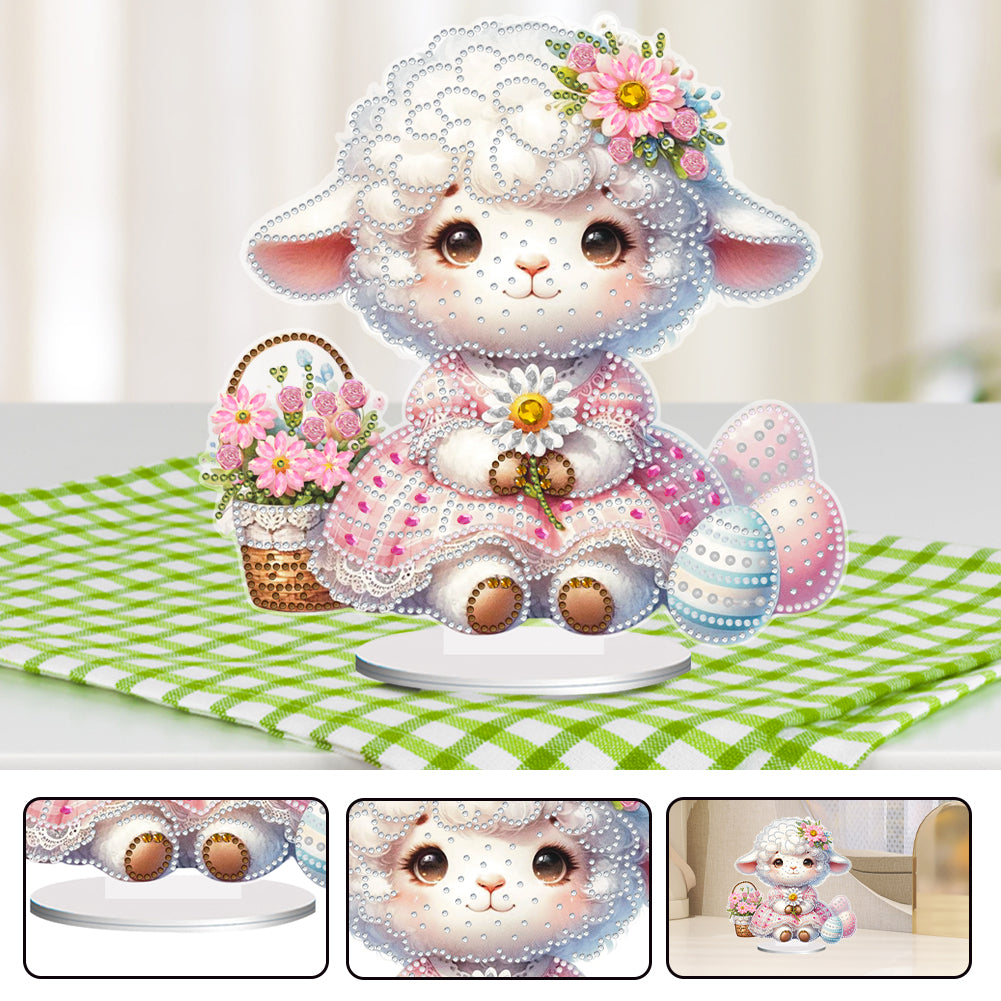 Acrylic Special Shape Easter Sheep Desktop Diamond Art Kits Bedroom Table Decor