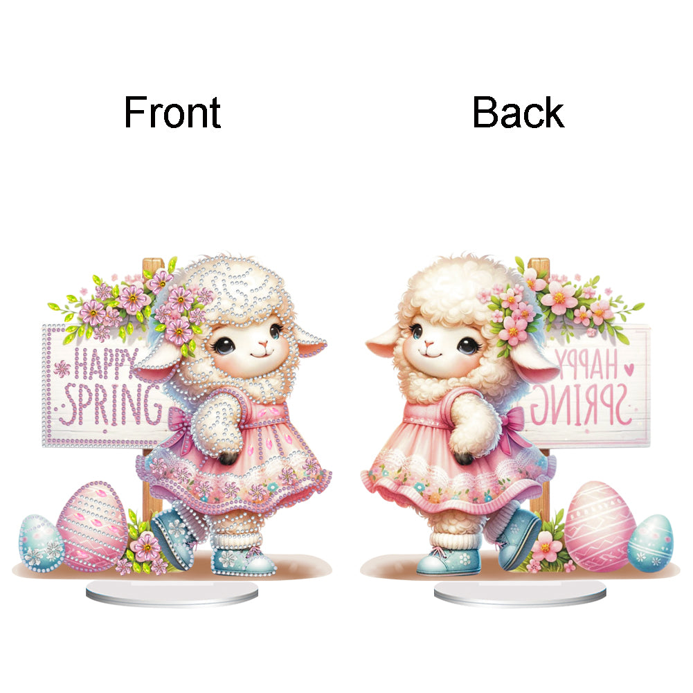 Acrylic Special Shape Easter Sheep Desktop Diamond Art Kits Bedroom Table Decor