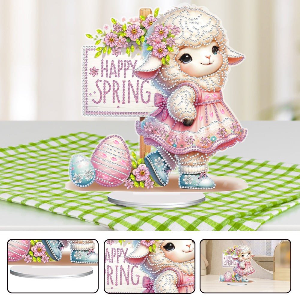 Acrylic Special Shape Easter Sheep Desktop Diamond Art Kits Bedroom Table Decor