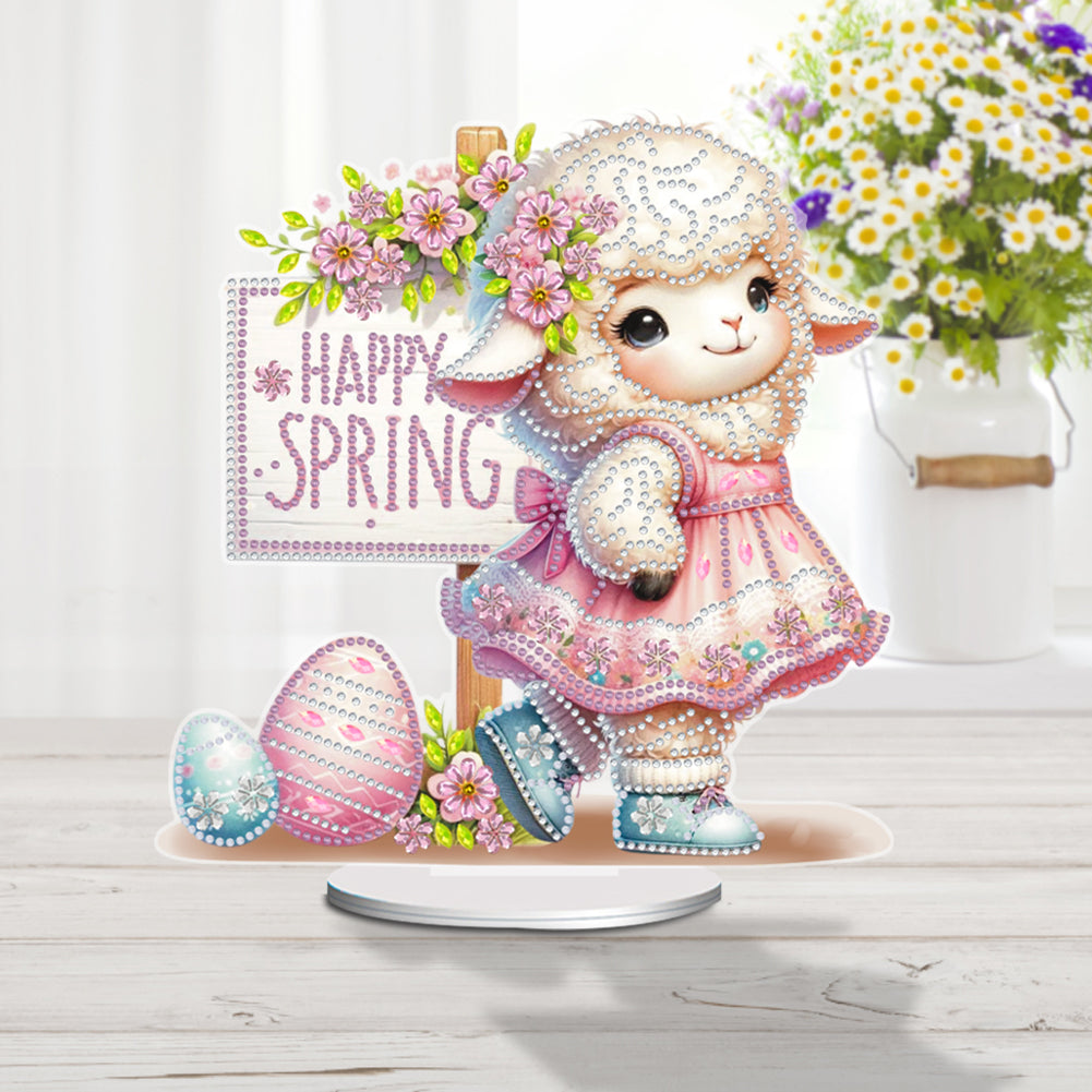Acrylic Special Shape Easter Sheep Desktop Diamond Art Kits Bedroom Table Decor