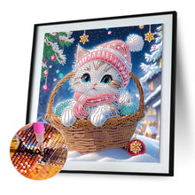 Load image into Gallery viewer, Diamond Painting - Partial Special Shaped - Kitten in winter snow (30*30CM)