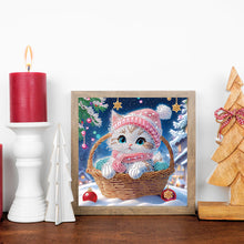 Load image into Gallery viewer, Diamond Painting - Partial Special Shaped - Kitten in winter snow (30*30CM)