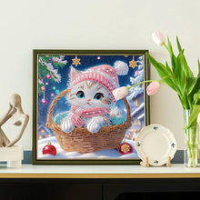 Load image into Gallery viewer, Diamond Painting - Partial Special Shaped - Kitten in winter snow (30*30CM)