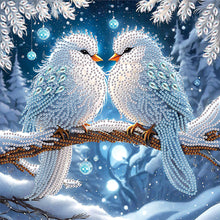 Load image into Gallery viewer, Diamond Painting - Partial Special Shaped - Bird on branch in winter snow (30*30CM)