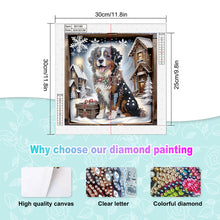 Load image into Gallery viewer, Diamond Painting - Partial Special Shaped - Puppy in winter snow (30*30CM)