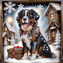 Load image into Gallery viewer, Diamond Painting - Partial Special Shaped - Puppy in winter snow (30*30CM)