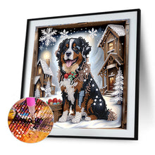 Load image into Gallery viewer, Diamond Painting - Partial Special Shaped - Puppy in winter snow (30*30CM)