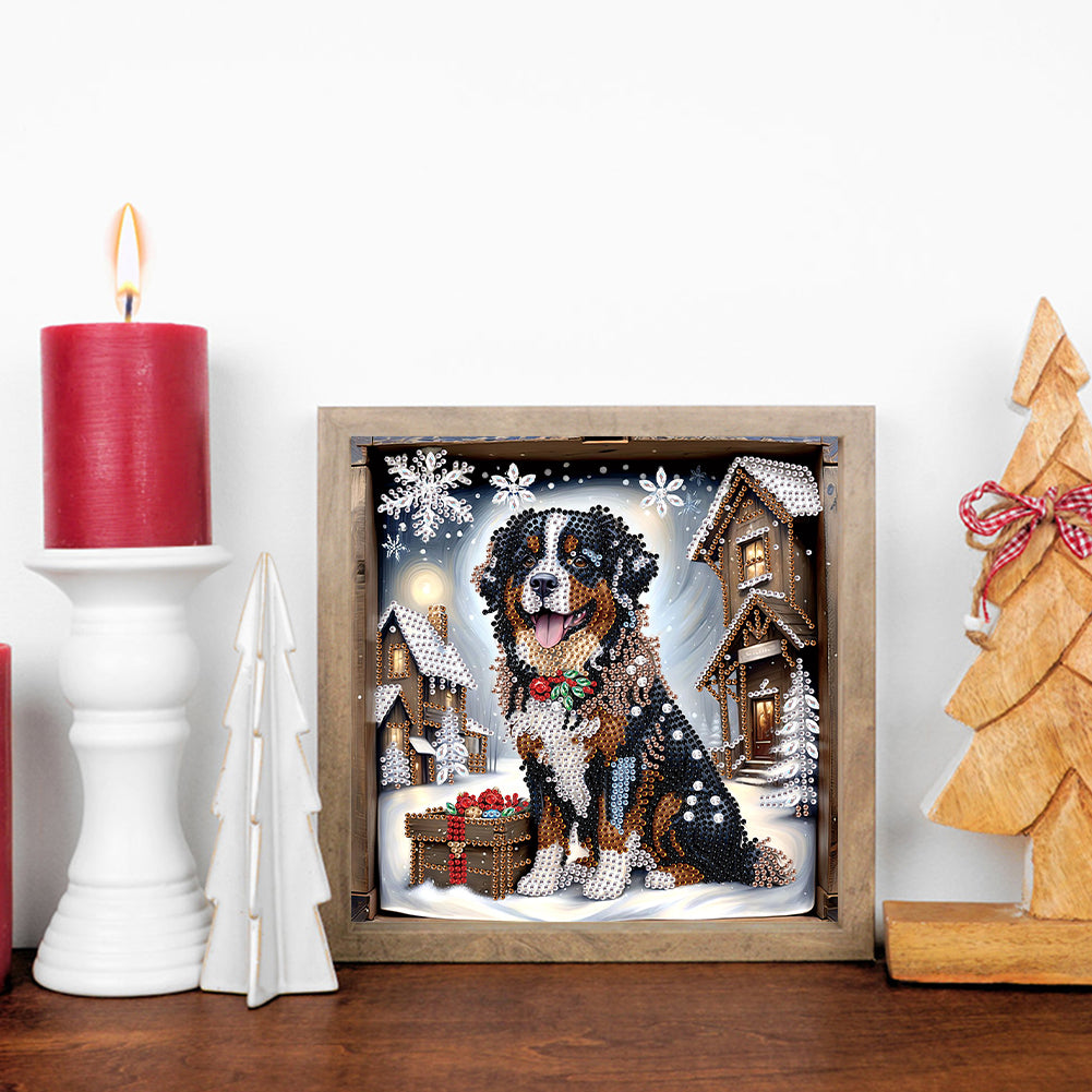 Diamond Painting - Partial Special Shaped - Puppy in winter snow (30*30CM)