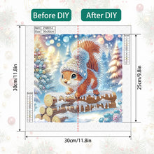 Load image into Gallery viewer, Diamond Painting - Partial Special Shaped - Squirrel in winter snow (30*30CM)