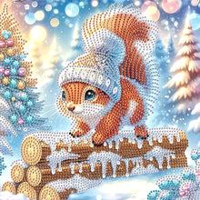 Load image into Gallery viewer, Diamond Painting - Partial Special Shaped - Squirrel in winter snow (30*30CM)
