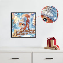 Load image into Gallery viewer, Diamond Painting - Partial Special Shaped - Squirrel in winter snow (30*30CM)