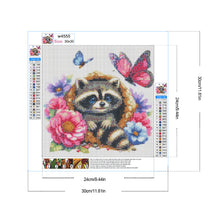 Load image into Gallery viewer, Diamond Painting - Full Round - Raccoon and flowers (30*30CM)