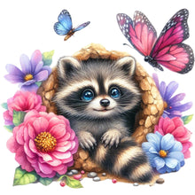 Load image into Gallery viewer, Diamond Painting - Full Round - Raccoon and flowers (30*30CM)