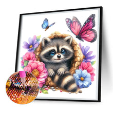 Load image into Gallery viewer, Diamond Painting - Full Round - Raccoon and flowers (30*30CM)