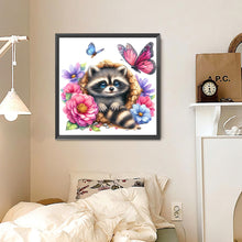 Load image into Gallery viewer, Diamond Painting - Full Round - Raccoon and flowers (30*30CM)