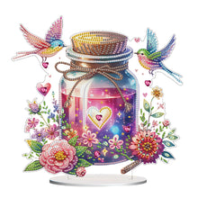 Load image into Gallery viewer, Acrylic Special Shape Wish Bottle And Flowers Birds Desktop Diamond Art Kits