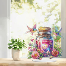 Load image into Gallery viewer, Acrylic Special Shape Wish Bottle And Flowers Birds Desktop Diamond Art Kits
