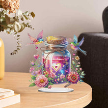 Load image into Gallery viewer, Acrylic Special Shape Wish Bottle And Flowers Birds Desktop Diamond Art Kits