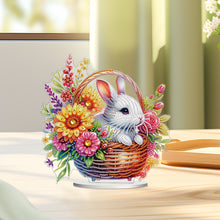 Load image into Gallery viewer, Acrylic Special Shape Rabbit And Flowers Diamond Painting Tabletop Ornaments