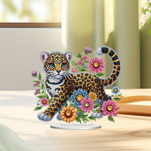 Load image into Gallery viewer, Acrylic Special Shape Leopard And Flowers Diamond Painting Desktop Ornaments