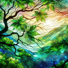 Load image into Gallery viewer, Diamond Painting - Full Round - Glass art green maple leaves (30*30CM)