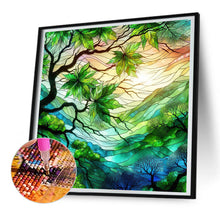 Load image into Gallery viewer, Diamond Painting - Full Round - Glass art green maple leaves (30*30CM)