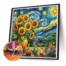 Load image into Gallery viewer, Diamond Painting - Full Round - Glass art sunflower starry night (30*30CM)