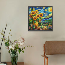 Load image into Gallery viewer, Diamond Painting - Full Round - Glass art sunflower starry night (30*30CM)