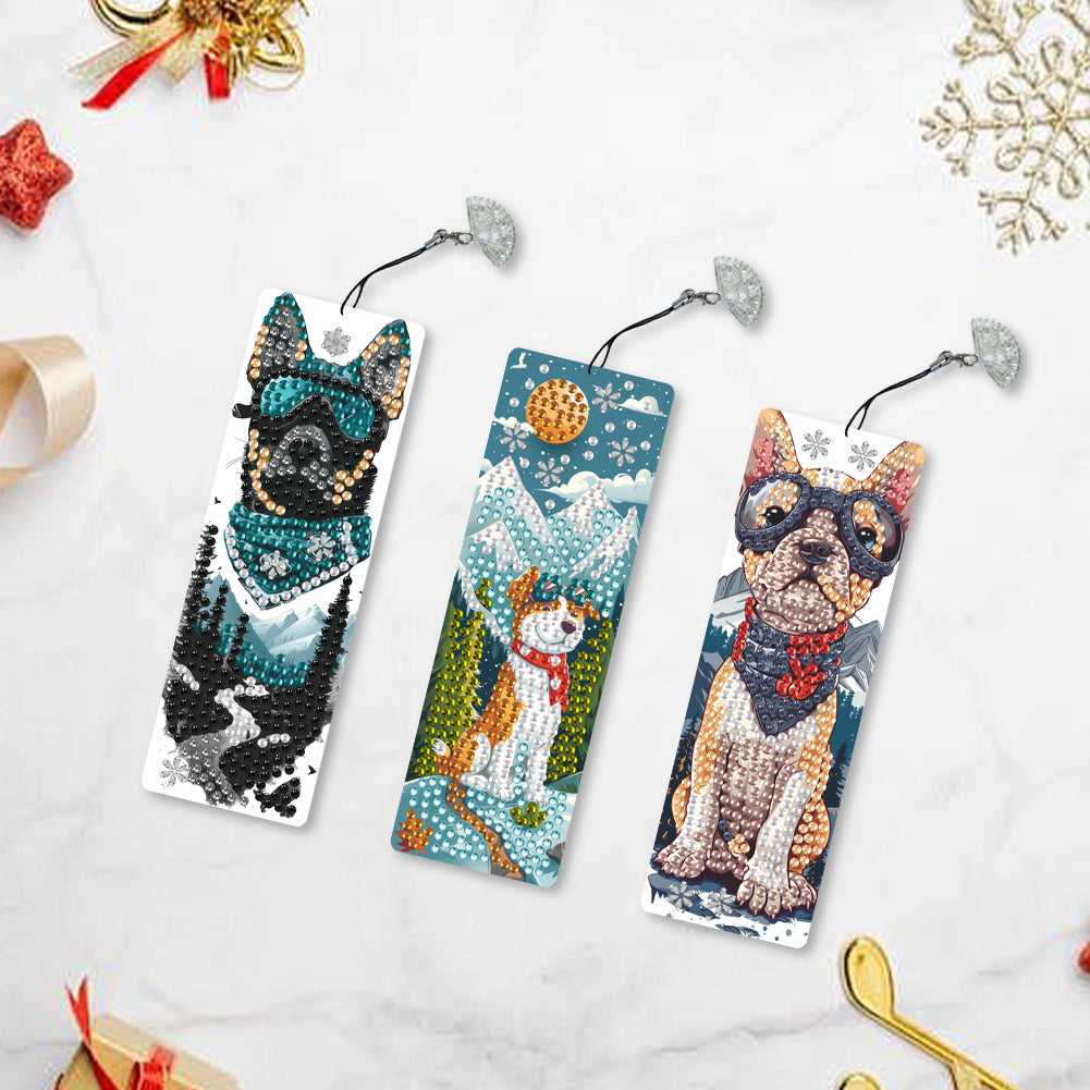 3Pcs Special Shape Dog Diamond Painting Bookmark Making Kit for Adults Beginners