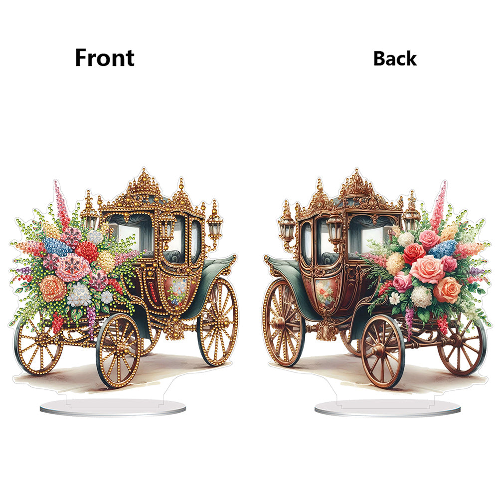 Acrylic Special Shape Flower Carriage Diamond Painting Desktop Ornaments