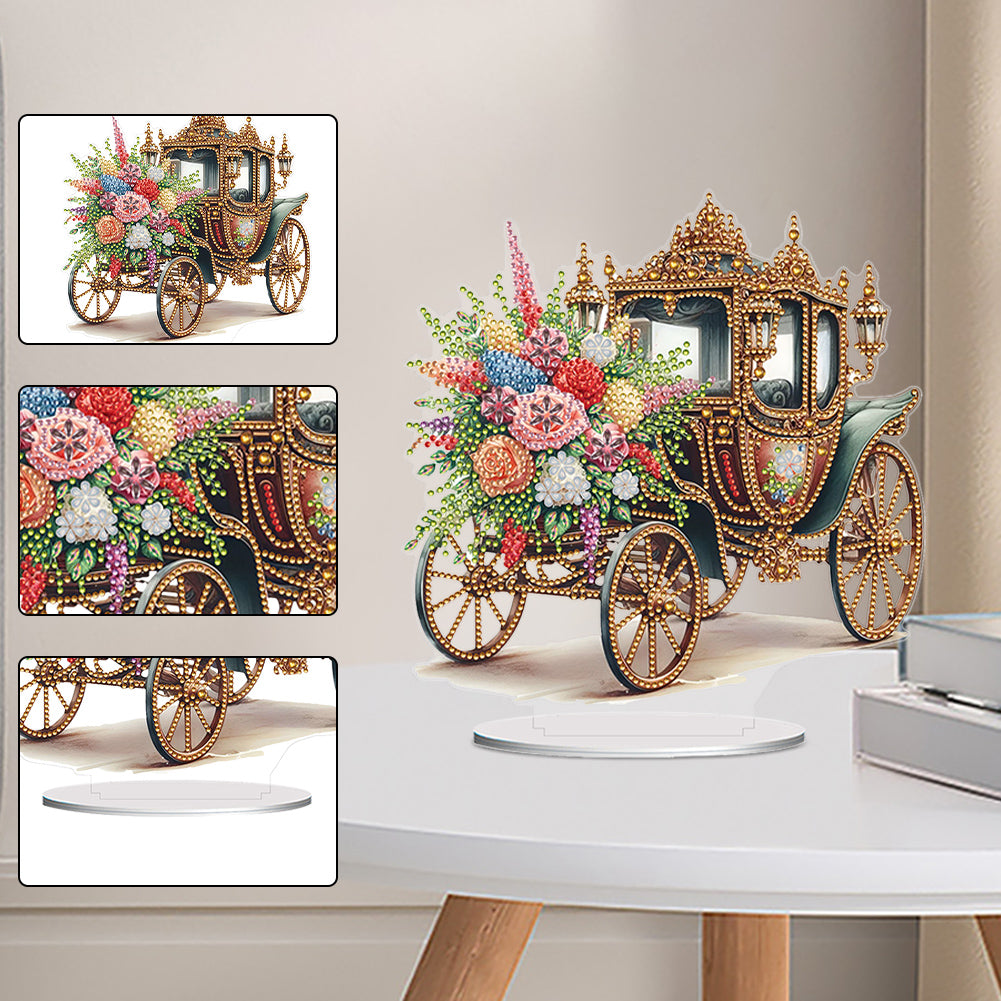 Acrylic Special Shape Flower Carriage Diamond Painting Desktop Ornaments