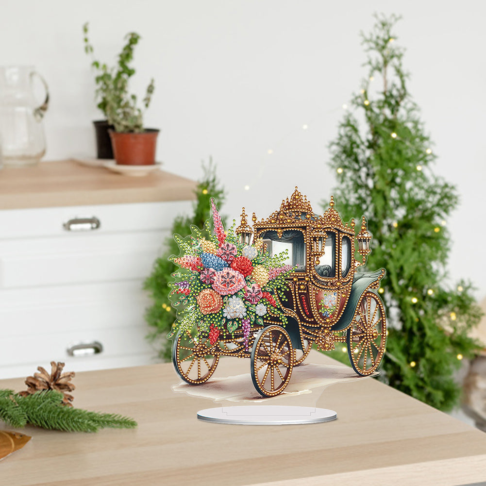 Acrylic Special Shape Flower Carriage Diamond Painting Desktop Ornaments